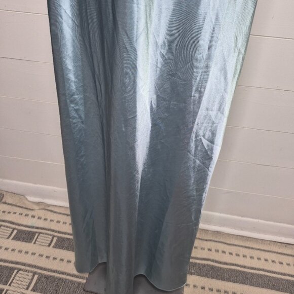 Addition Elle Teal Satin And Lace Maxi Slip Dress Size 1X - Picture 5 of 14